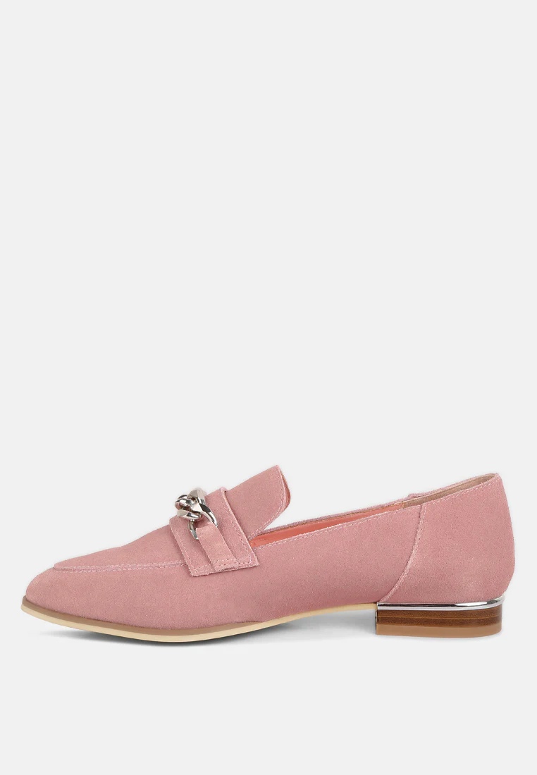 RICKA Chain Embellished Loafers in Pink - Image 4