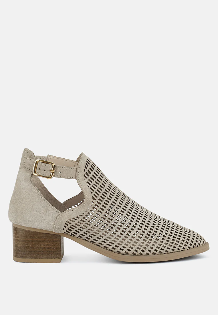 ROSALYN Beige Block Heeled Cut-Out Sandal - Image 2