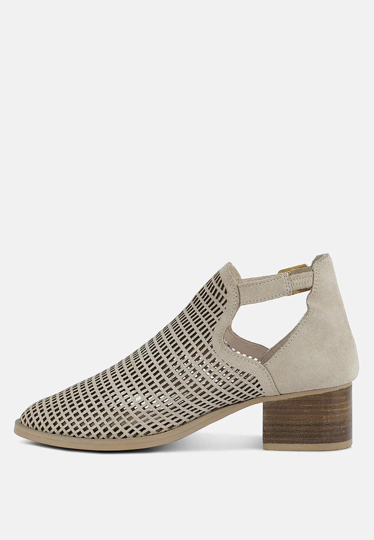 ROSALYN Beige Block Heeled Cut-Out Sandal - Image 4