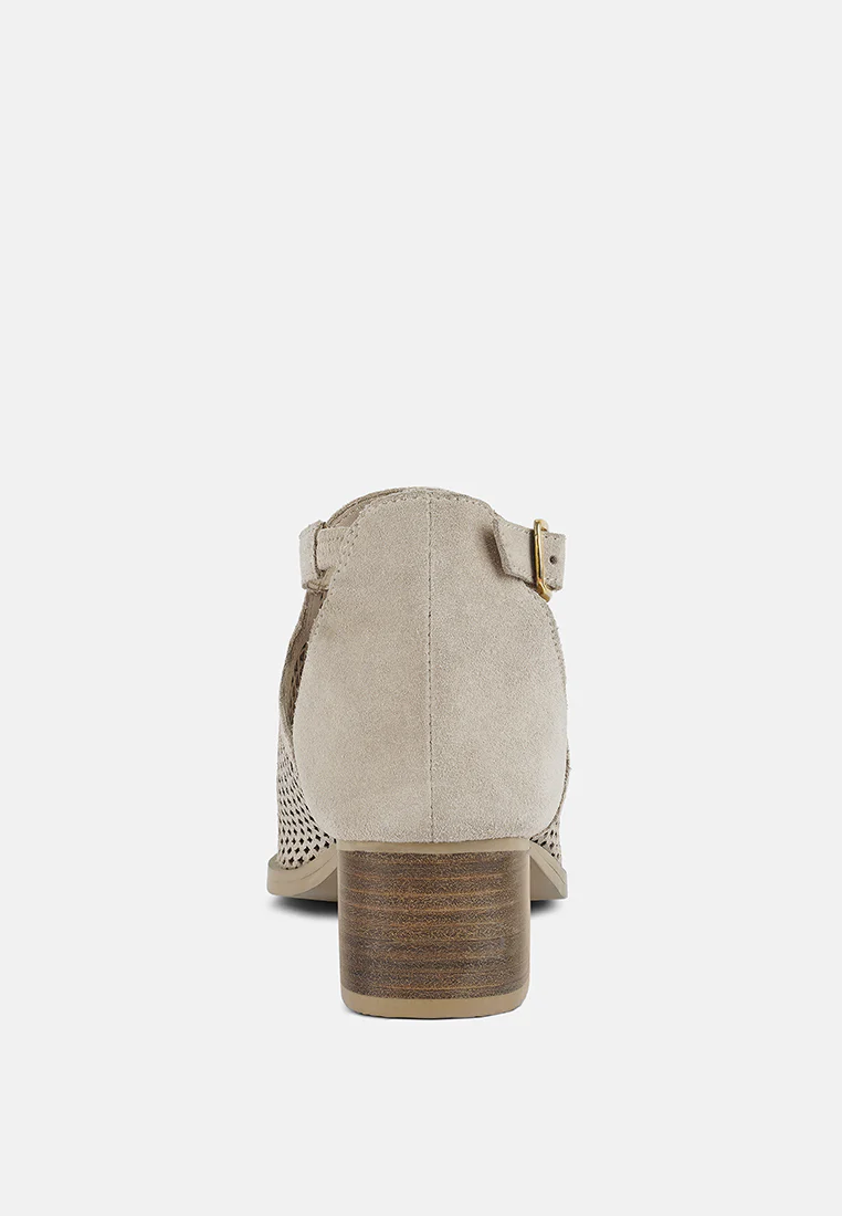 ROSALYN Beige Block Heeled Cut-Out Sandal - Image 5