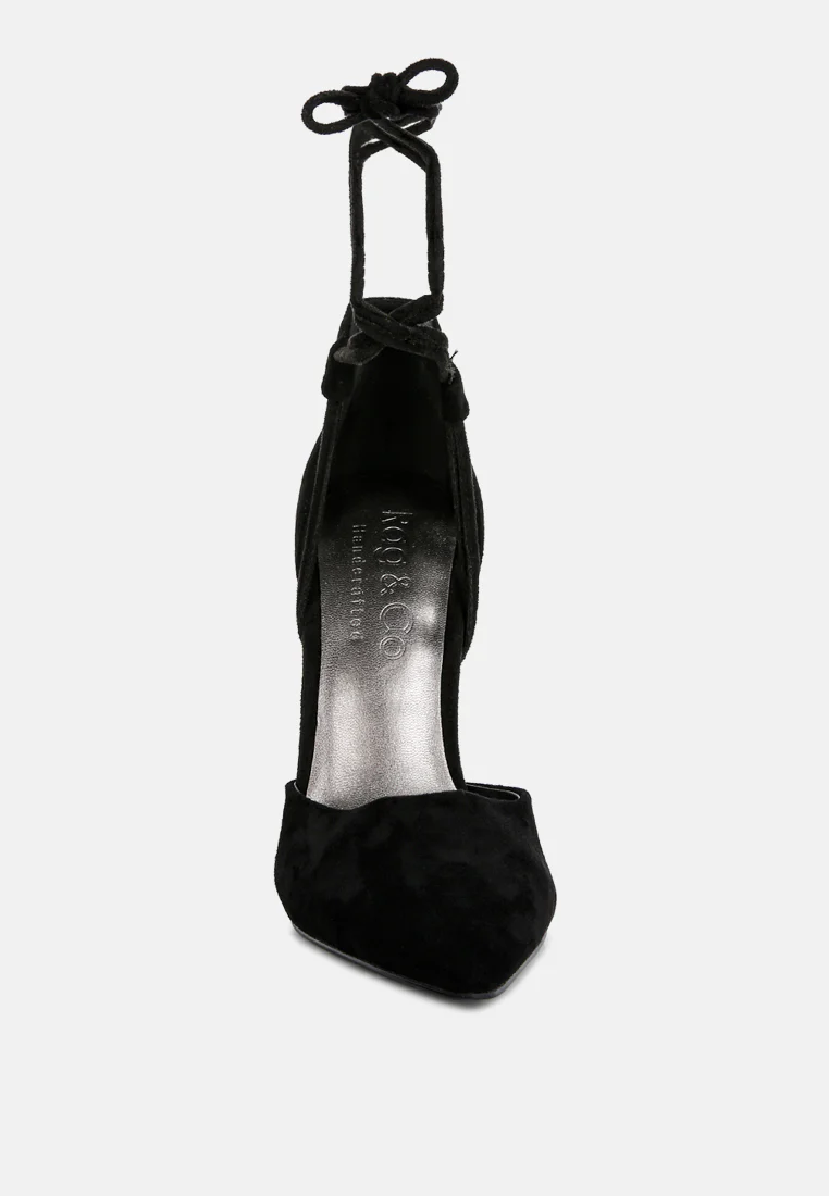RULE-BREAKER Black Lace Up Stiletto Sandals - Image 3