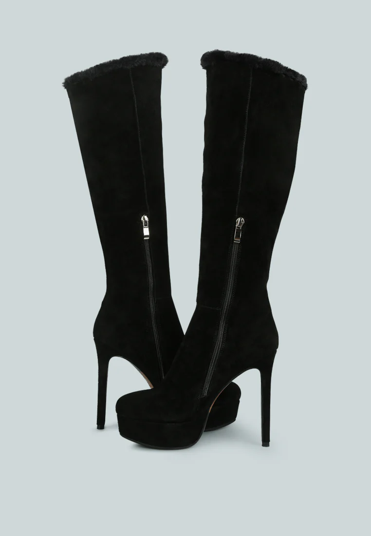 SALDANA Convertible Suede Leather Black High Boots - Image 6