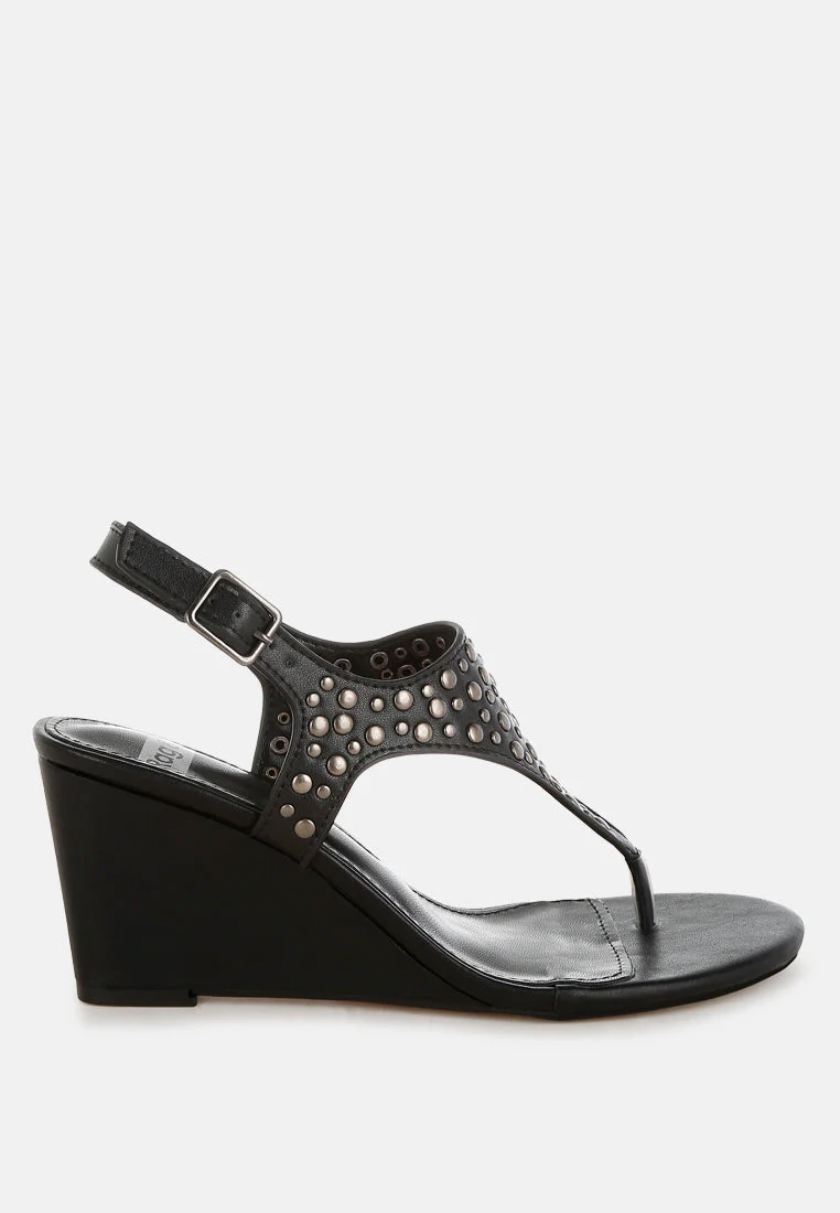 Sappho Studded Thong Toe Wedges - Image 6