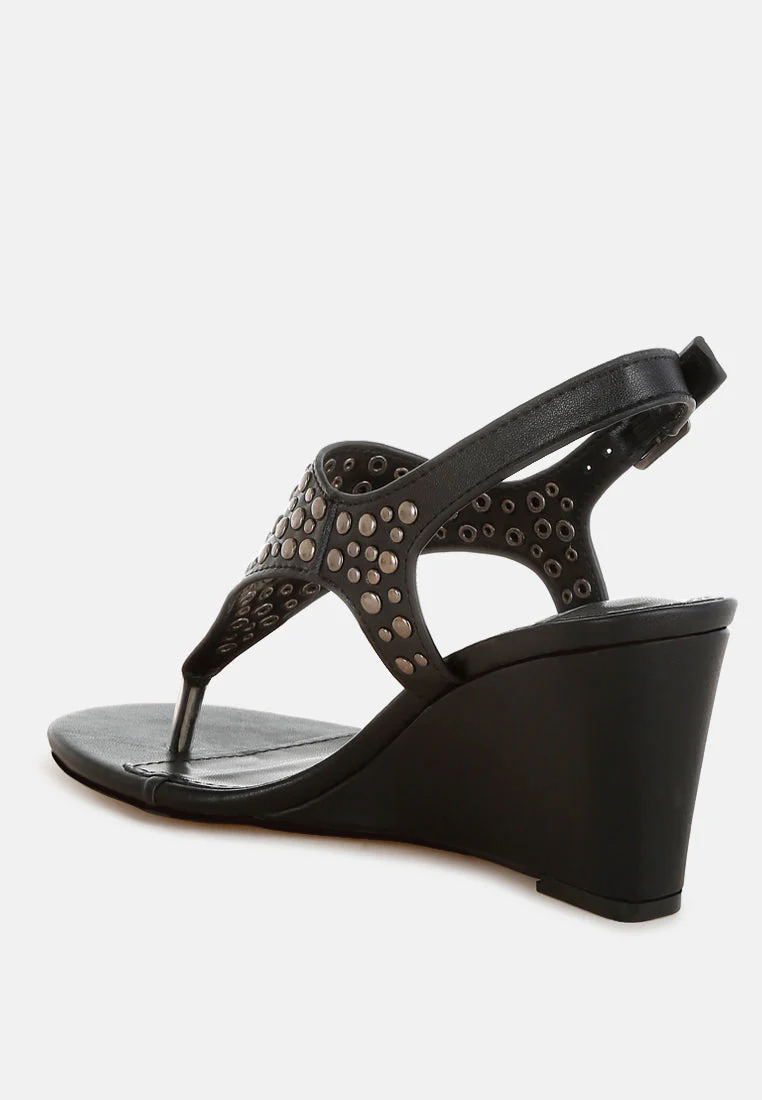 Sappho Studded Thong Toe Wedges - Image 8
