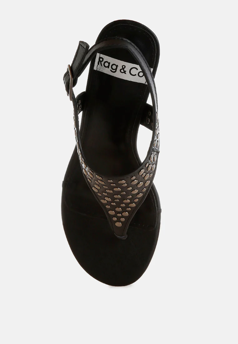Sappho Studded Thong Toe Wedges - Image 9