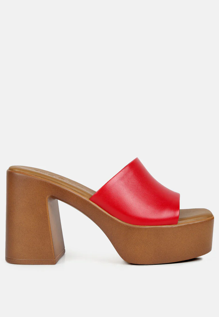 SCANDAL Slip on Block Heel Sandals in Red - Image 2