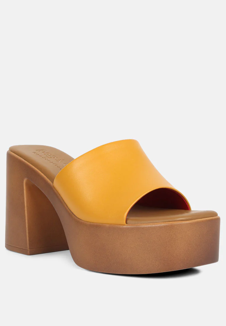SCANDAL Slip on Block Heel Sandals in Tan - Image 2