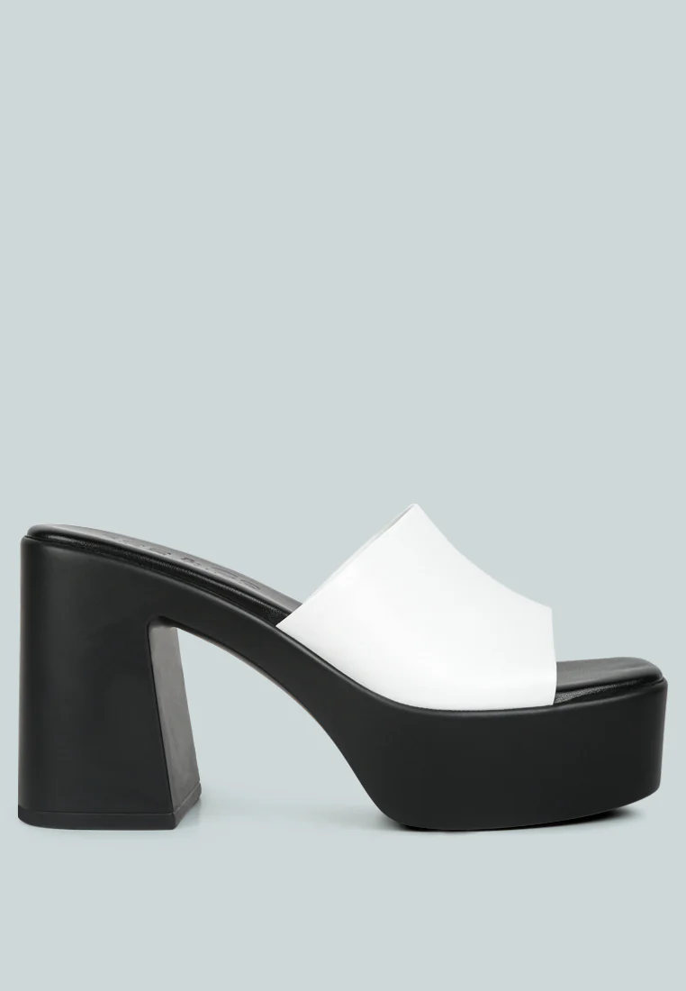 SCANDAL Slip on Block Heel Sandals in White - Image 2