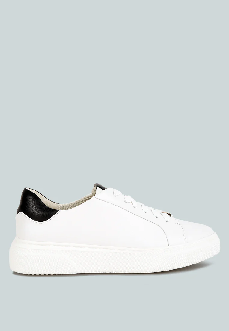 SCHICK Lace Up Leather Sneakers in Black