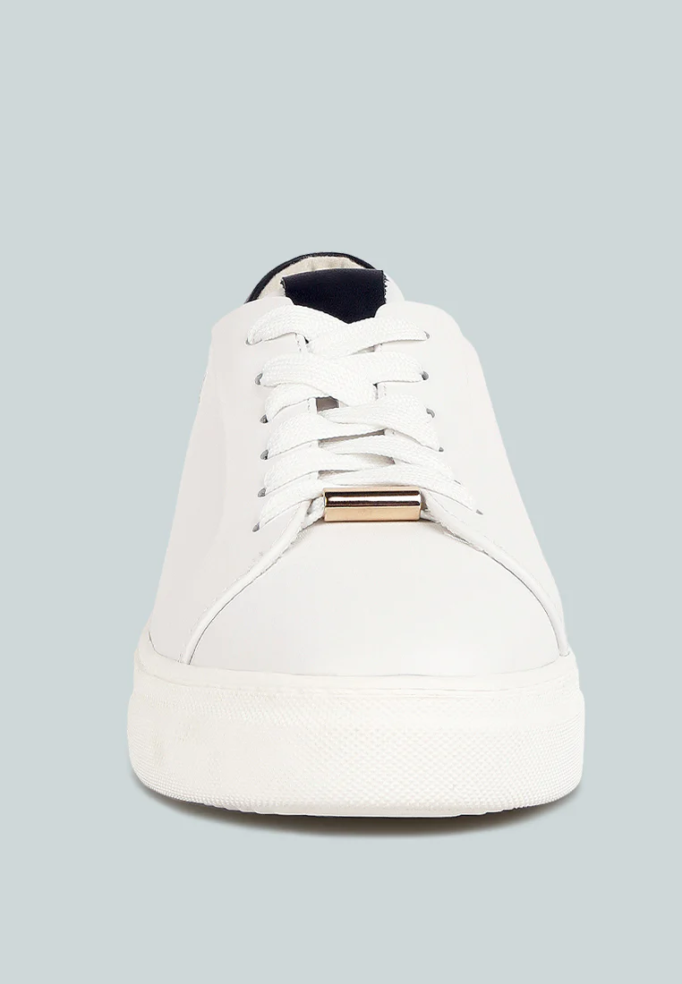SCHICK Lace Up Leather Sneakers in Black - Image 3