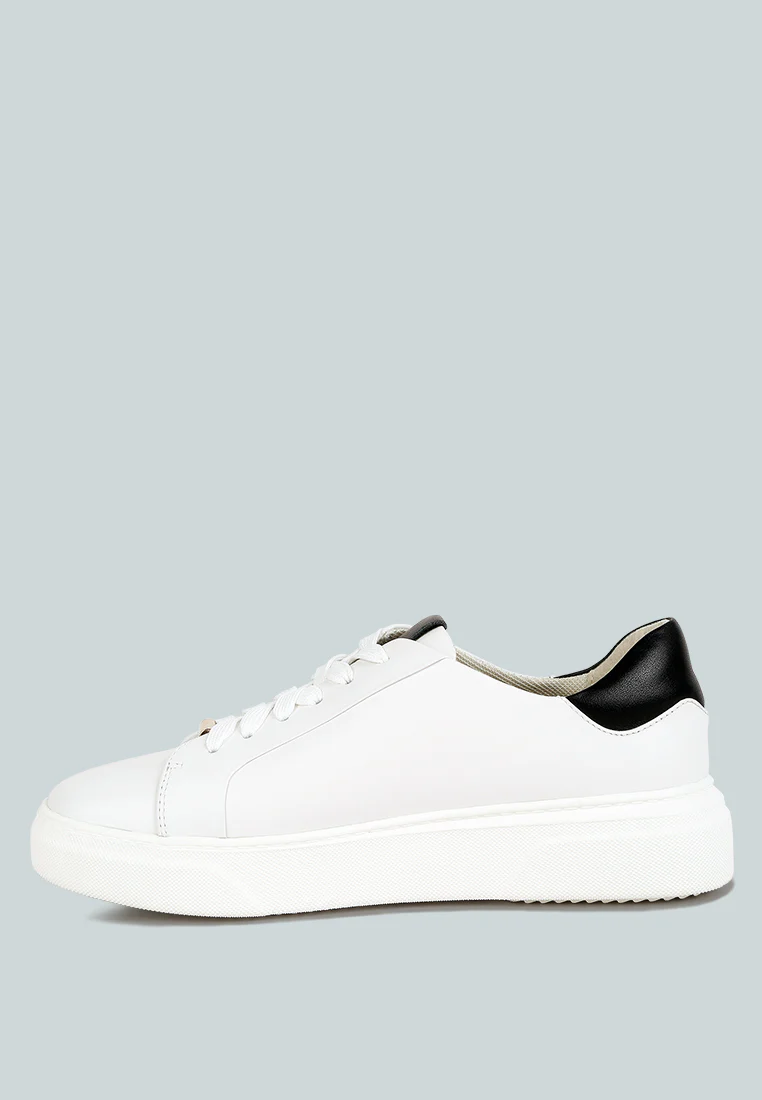 SCHICK Lace Up Leather Sneakers in Black - Image 4