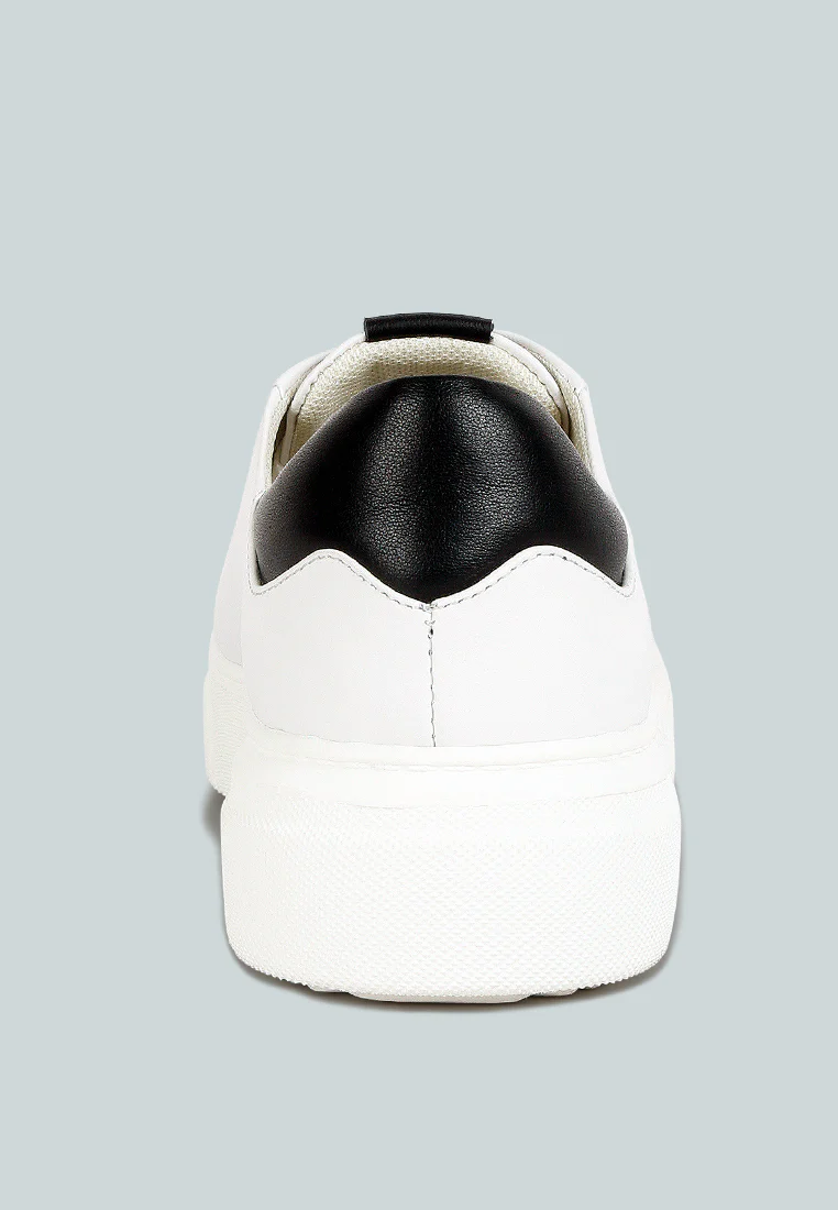 SCHICK Lace Up Leather Sneakers in Black - Image 5