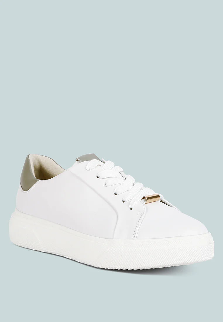 SCHICK Lace Up Leather Sneakers in Grey - Image 2