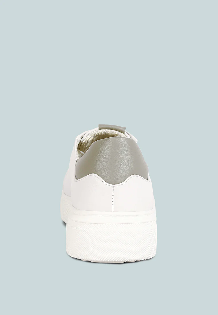 SCHICK Lace Up Leather Sneakers in Grey - Image 5