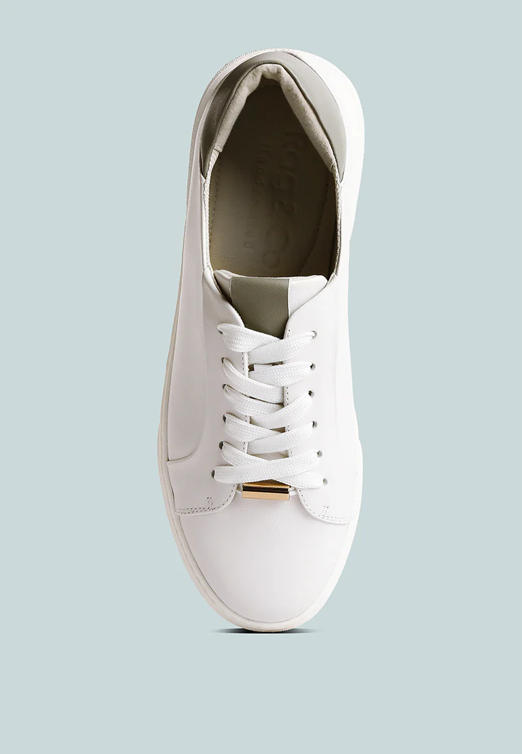 SCHICK Lace Up Leather Sneakers in Grey - Image 6