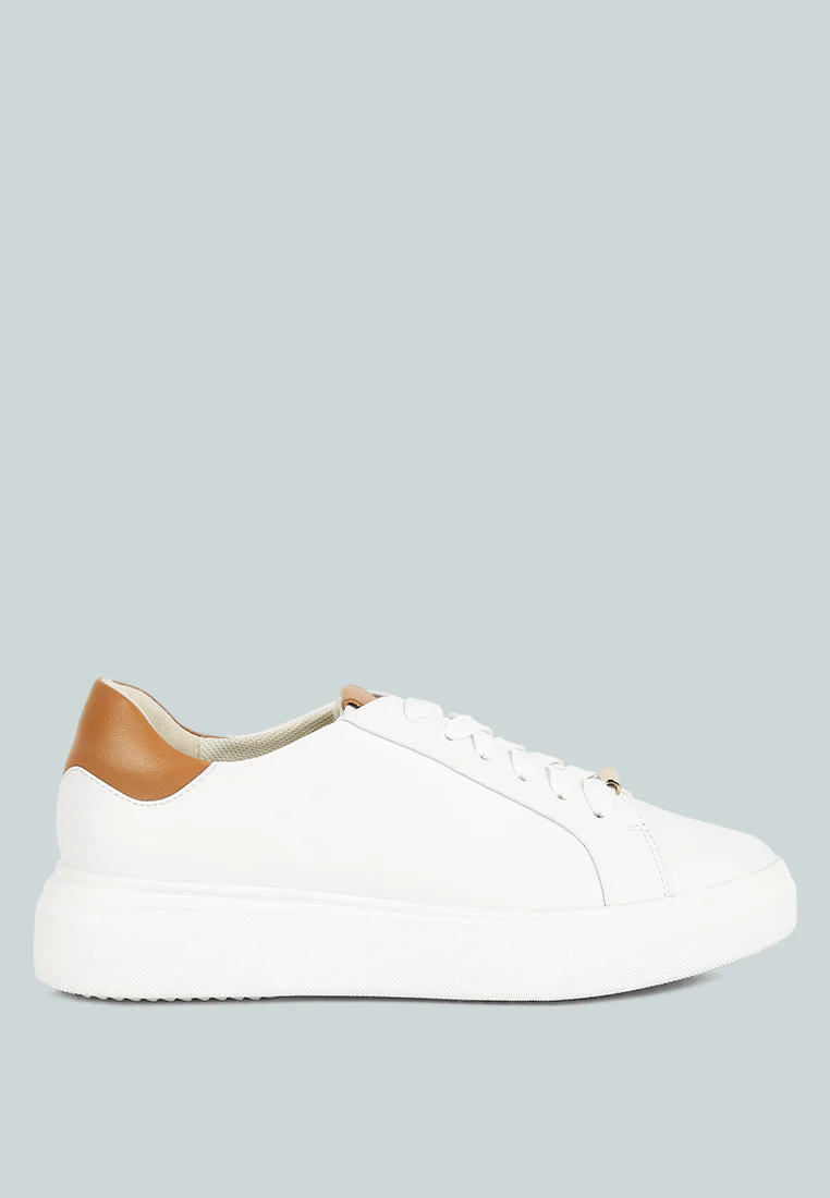 SCHICK Lace Up Leather Sneakers in Tan
