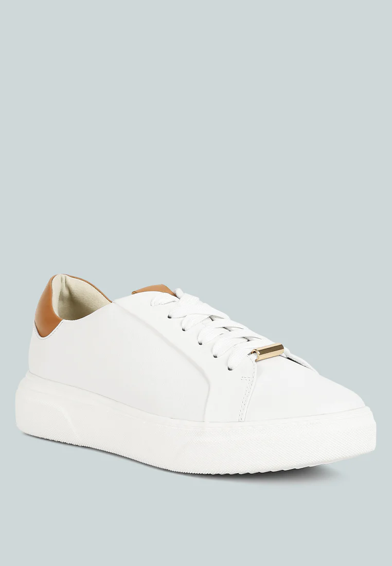 SCHICK Lace Up Leather Sneakers in Tan - Image 2