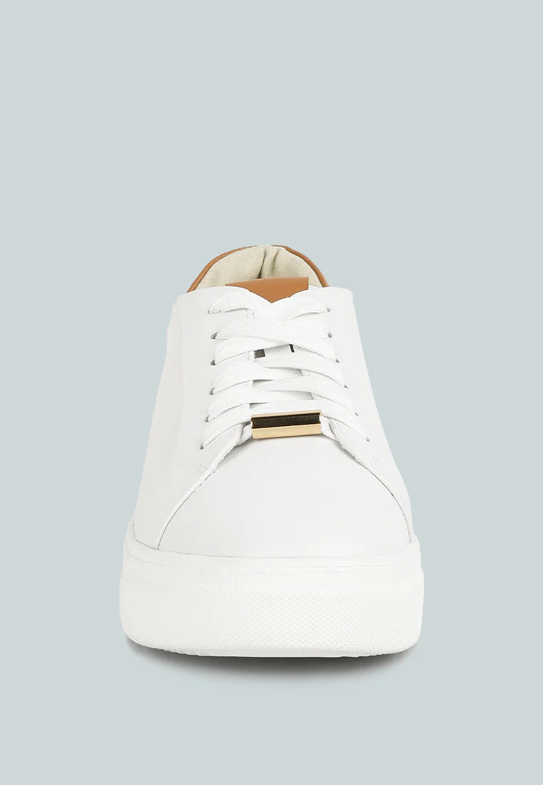 SCHICK Lace Up Leather Sneakers in Tan - Image 4