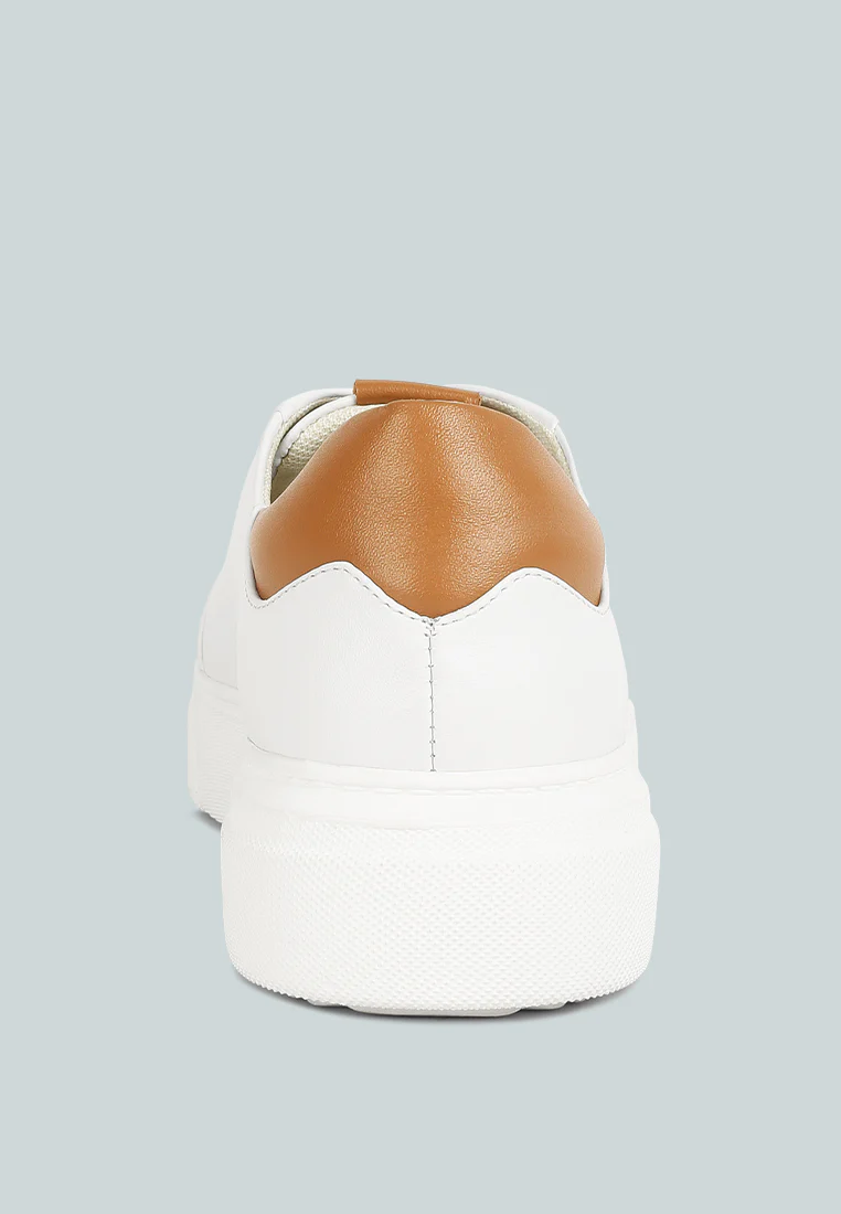 SCHICK Lace Up Leather Sneakers in Tan - Image 5