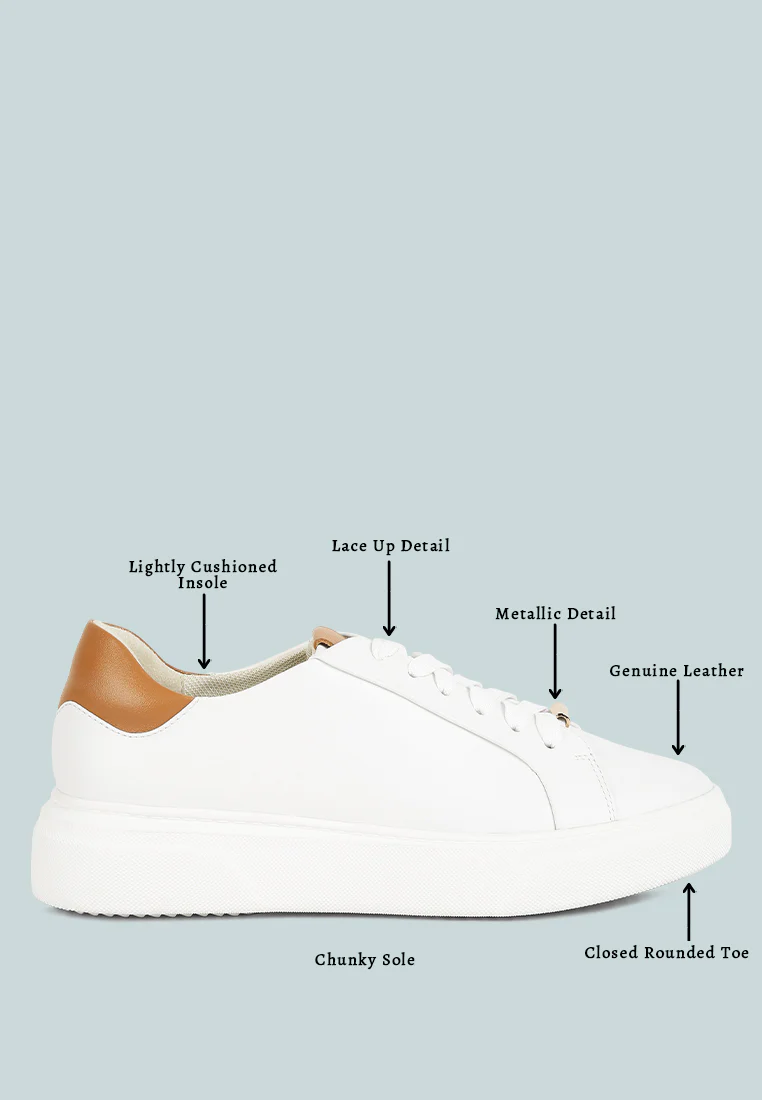 SCHICK Lace Up Leather Sneakers in Tan - Image 8