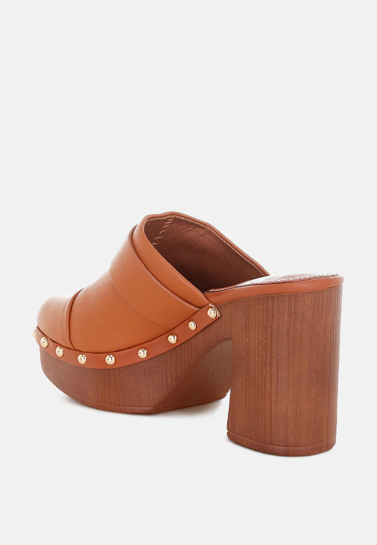 Septim Genuine Leather Studded Clog Heels - Image 4