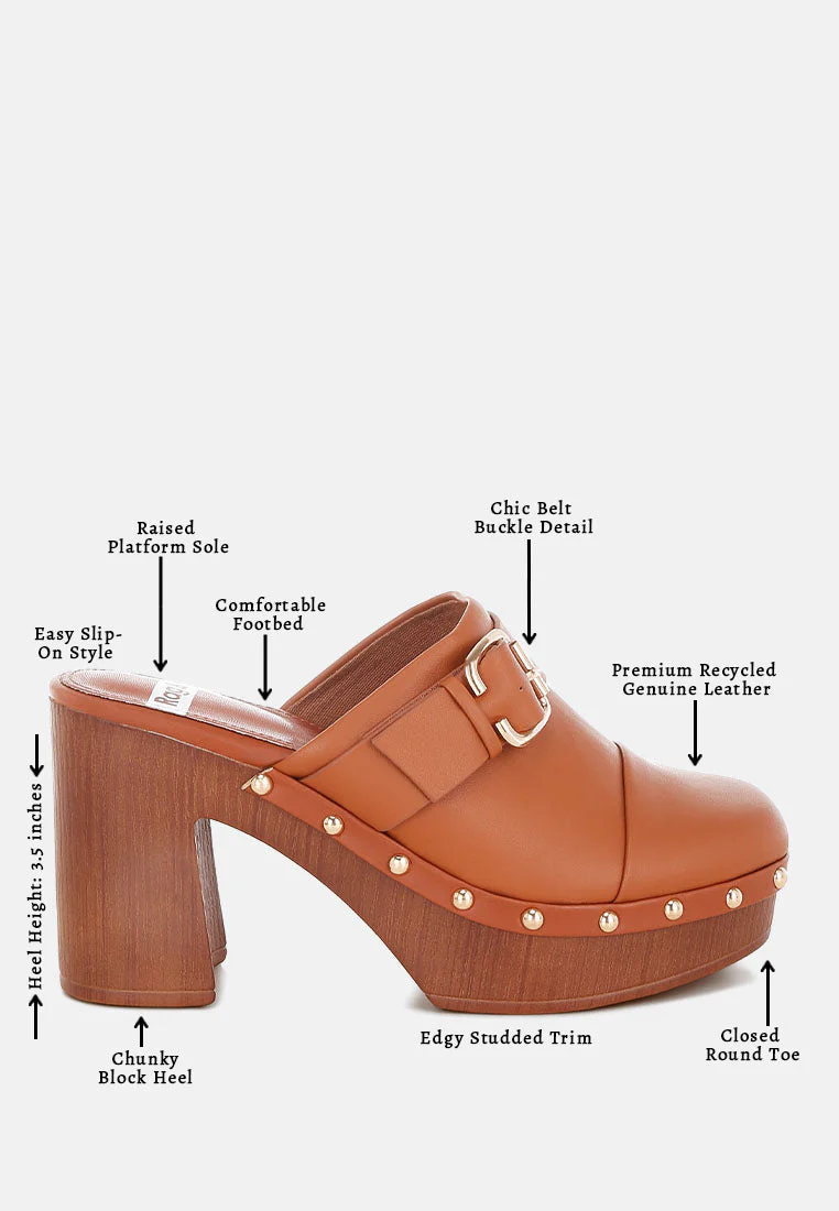 Septim Genuine Leather Studded Clog Heels - Image 7