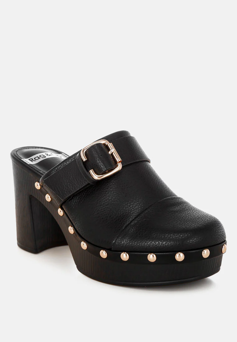 Septim Genuine Leather Studded Clog Heels - Image 9
