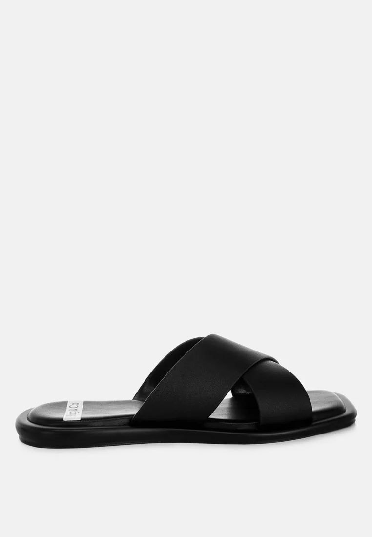 Shosa Genuine Leather Criss-Cross Flats - Image 8