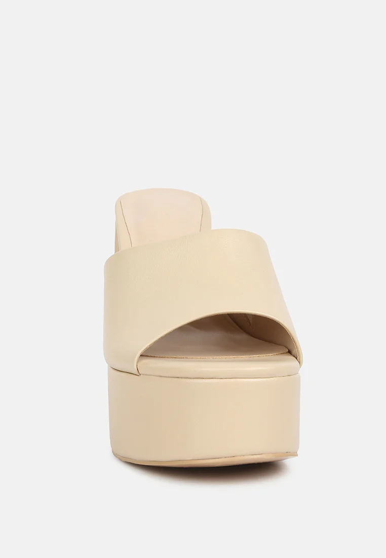 SHURI Open Toe High Block Heel Sandals in Beige - Image 3