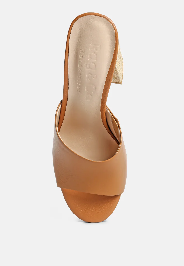 SHURI Open Toe High Block Heel Sandals in Tan - Image 6