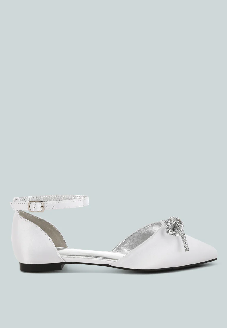 Simina Rhinestone Detail Bow Flat Sandals - Image 2
