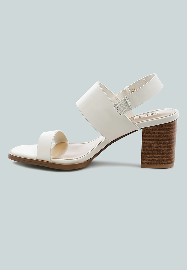 GERTUDE Slingback Block Heel Leather Sandal in White - Image 4