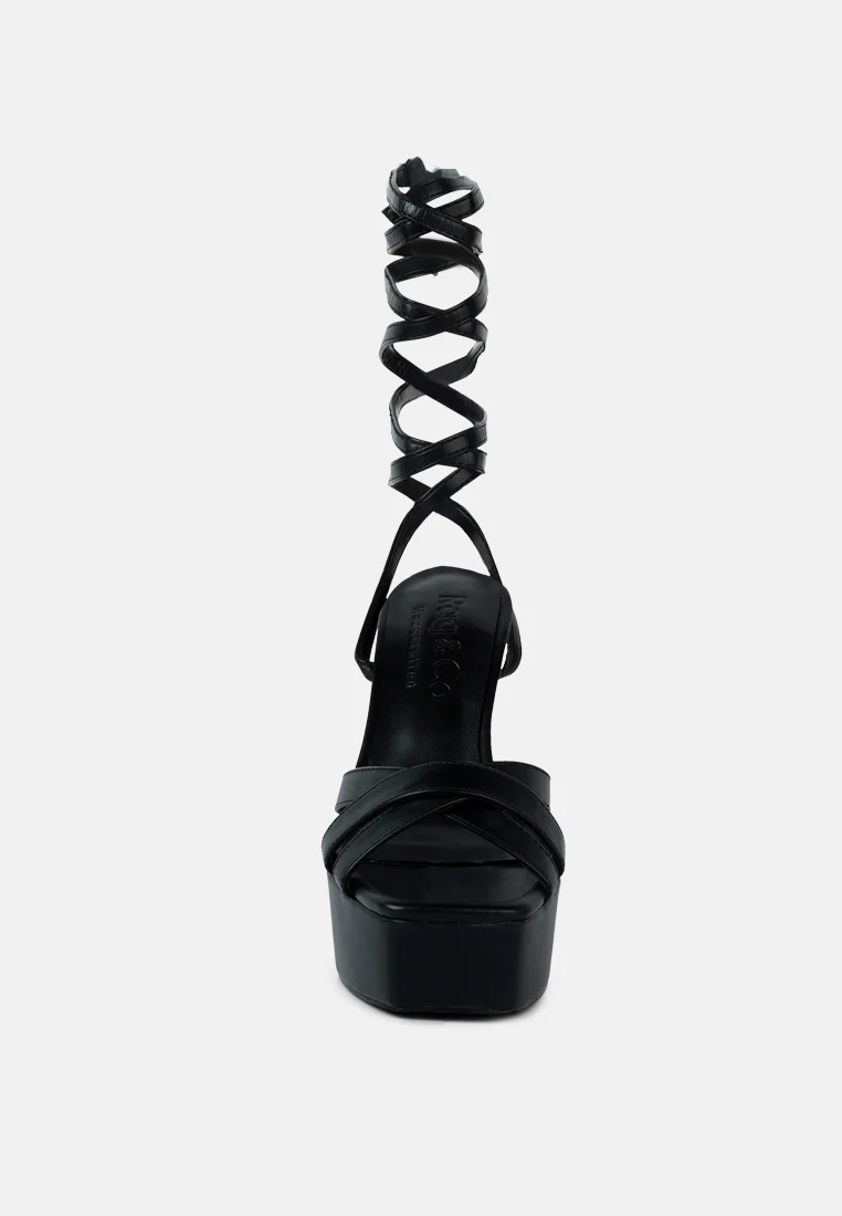 SPLITSOUL Black Lace Up High Platform Sandal - Image 3