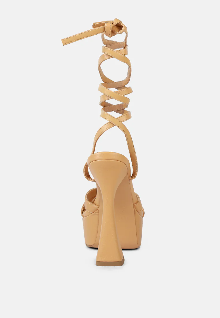 SPLITSOUL Nude Lace Up High Platform Sandal - Image 6