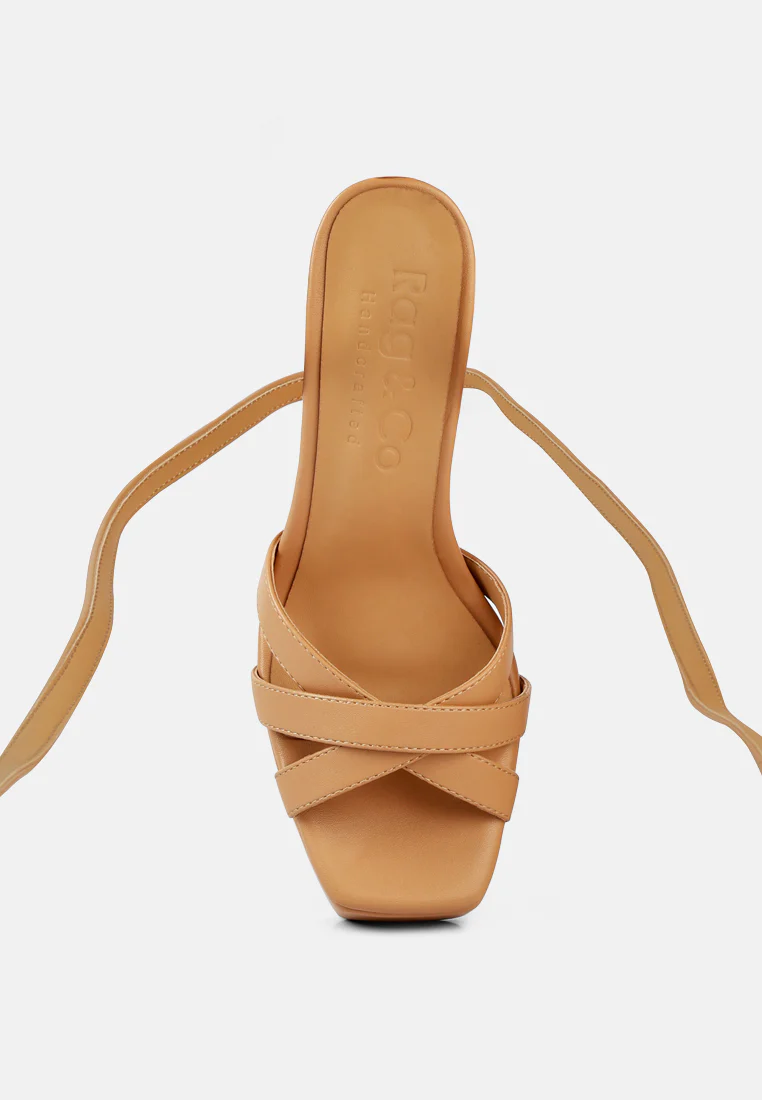 SPLITSOUL Nude Lace Up High Platform Sandal - Image 7