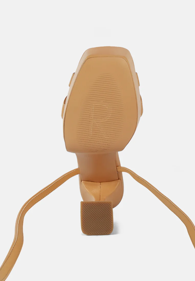 SPLITSOUL Nude Lace Up High Platform Sandal - Image 8