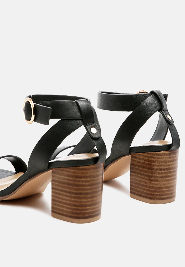 DOLPH Stack Block Heeled Sandal in Black - Image 6