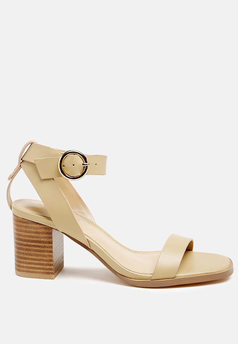 DOLPH Stack Block Heeled Sandal in Nude - Image 2