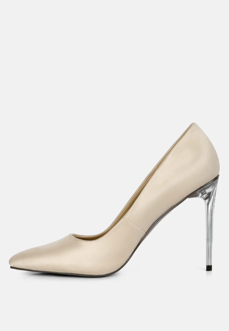 STAKES Nude Clear Heel Classic Pump Sandals - Image 4