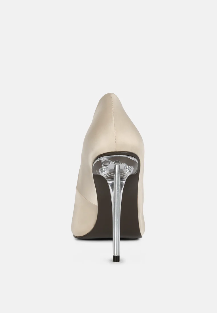 STAKES Nude Clear Heel Classic Pump Sandals - Image 5