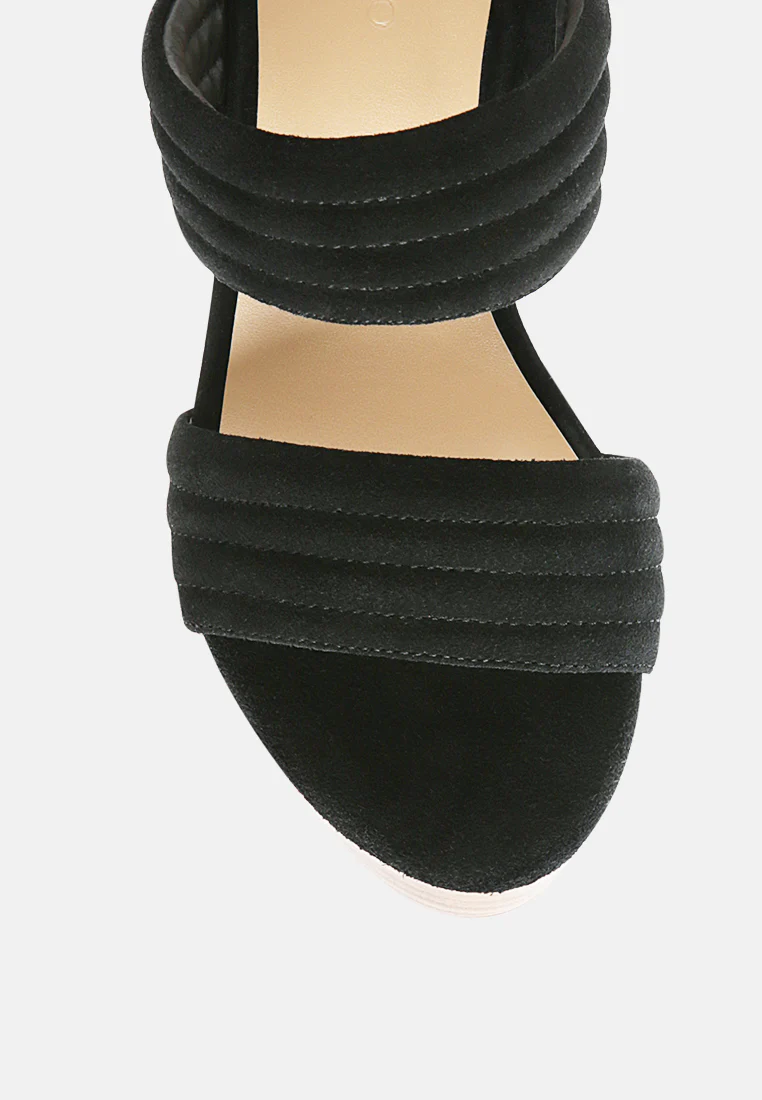 MILLE-FEUX Suede Slip-On Block Heeled Sandal in Black - Image 6