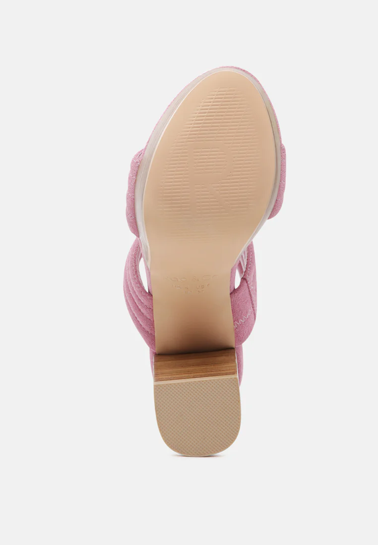 MILLE-FEUX Suede Slip-On Block Heeled Sandal In Pink - Image 7