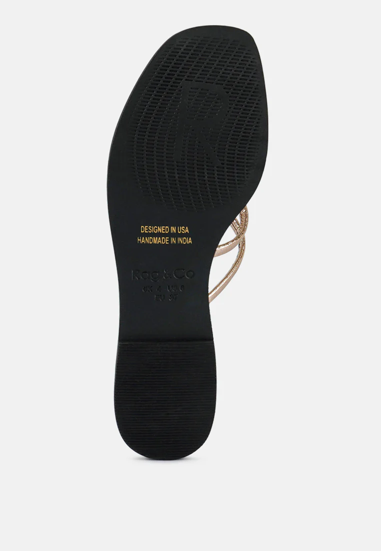 SWEETIN Rose Gold Strappy Flat Slip On Sandals - Image 7