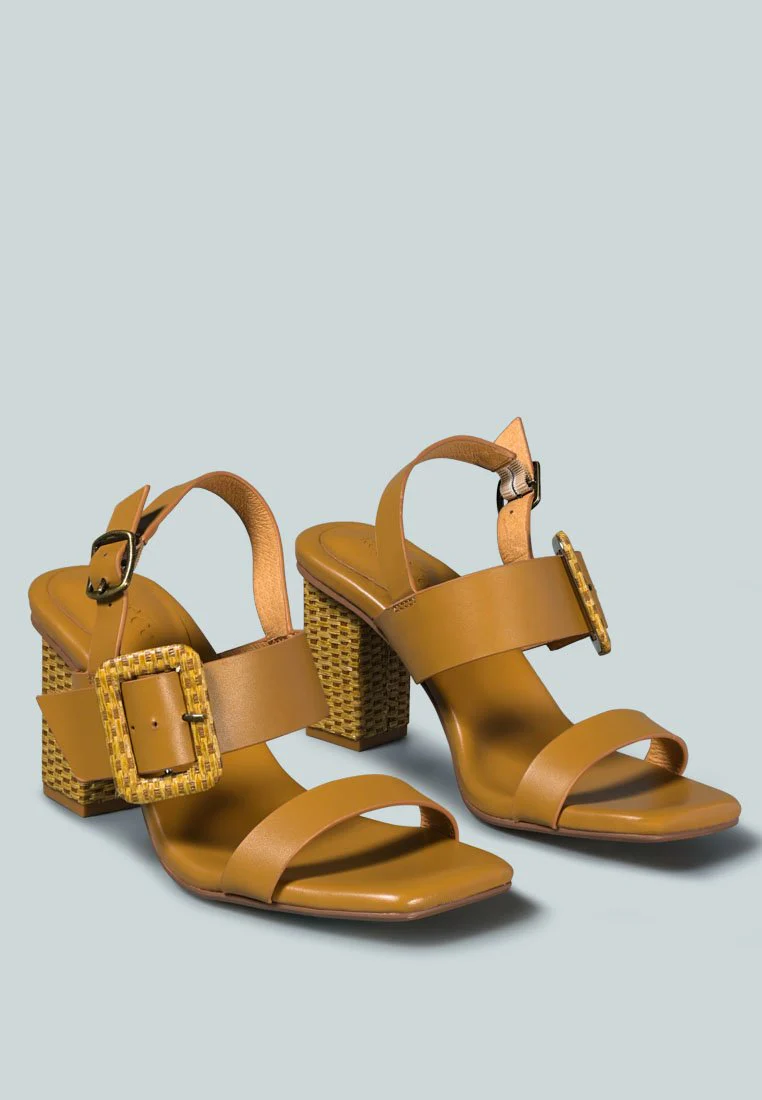 SWIFT Big Buckle Leather Slingback Sandal in Tan - Image 3