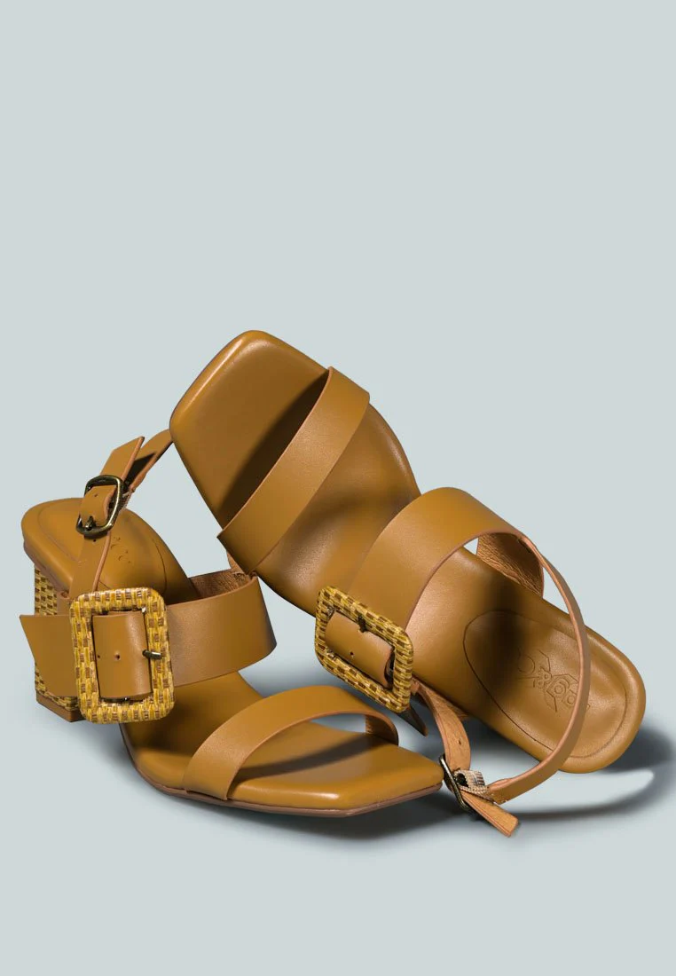 SWIFT Big Buckle Leather Slingback Sandal in Tan - Image 5