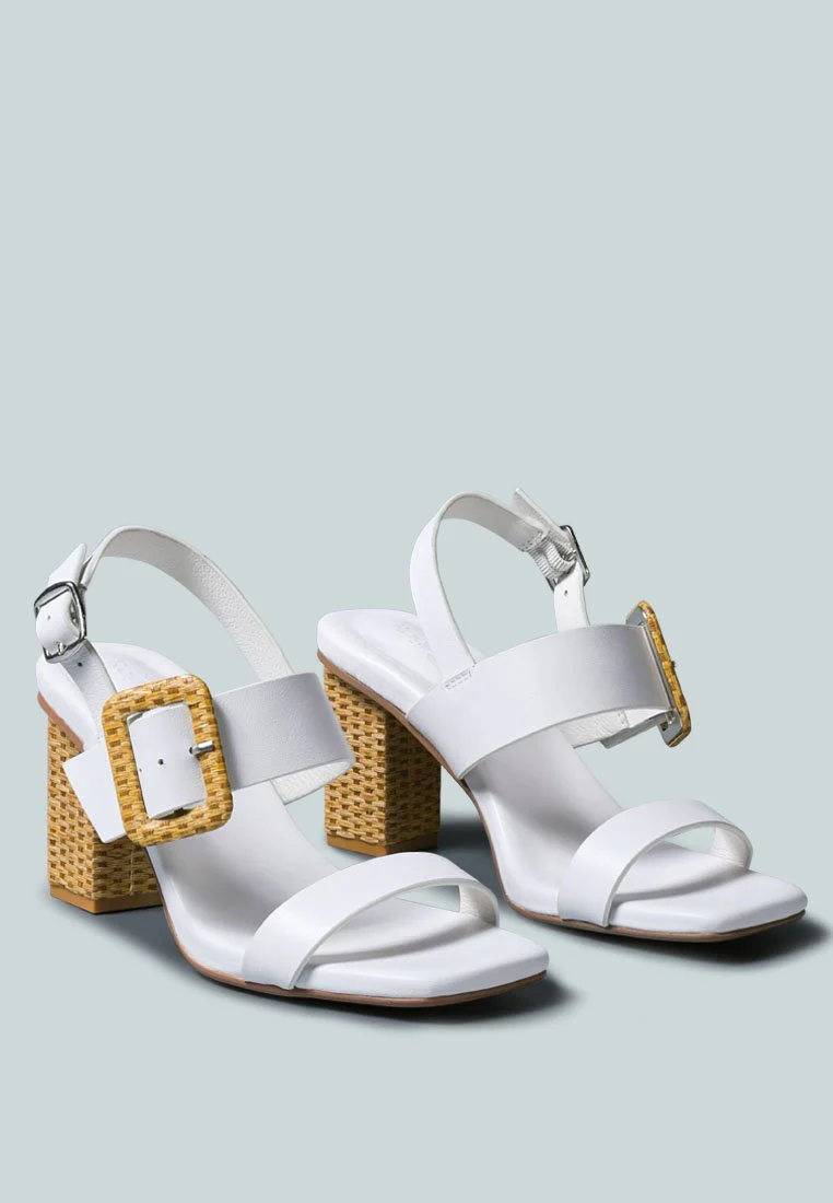 SWIFT Big Buckle Leather Slingback Sandal in White - Image 3