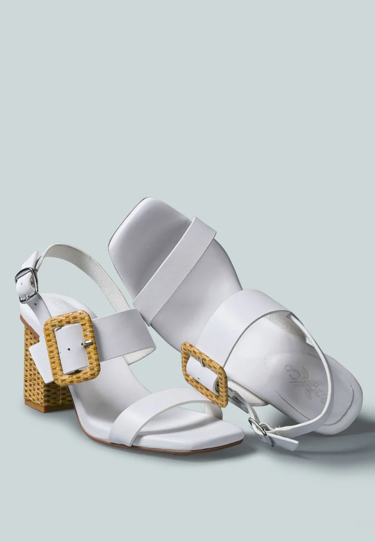 SWIFT Big Buckle Leather Slingback Sandal in White - Image 4