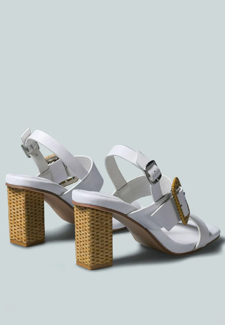 SWIFT Big Buckle Leather Slingback Sandal in White - Image 5