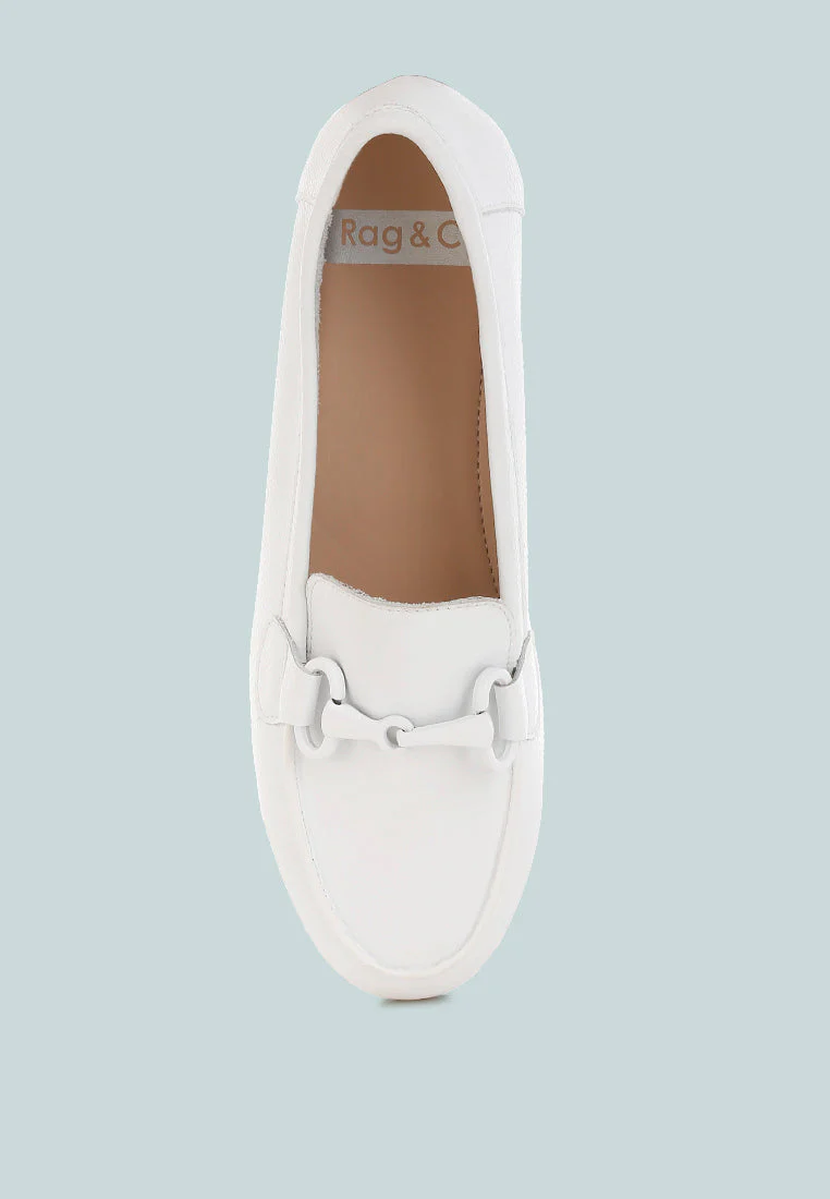 Taranis Monochromatic Horsebit Real Leather Loafers - Image 4