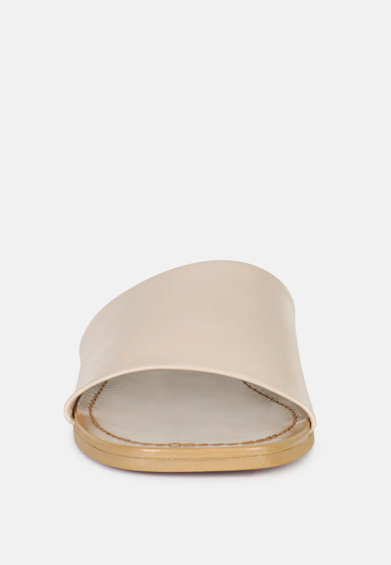 TATAMI Latte Leather Classic Slide Flats - Image 3